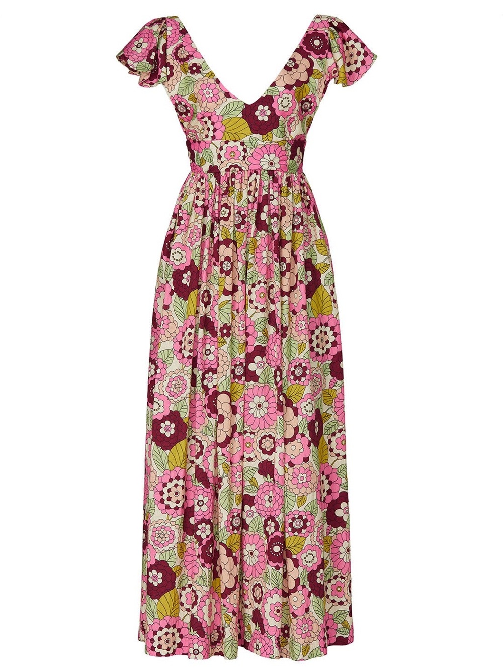 DODO BAR OR "Jenny" Floral Flutter-Sleeve Maxi Dress | Pink & Green | Size XS - Picture 16 of 16